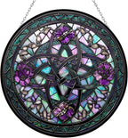 Mystical Celtic Knot Stained Glass Sun Catcher, Wall Hanging Colored Decor Room Indoor Window Decor, Halloween, Christmas Hanging Ornament Mother Day