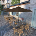 California Umbrella 9' Round Sunbrella Aluminum Outdoor Deck, Pool or Patio Umbrella, Crank Lift, Auto Tilt, Bronze Pole, Sunbrella Cocoa