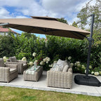 PURPLE LEAF 12FT Cantilever Outdoor Umbrellas Large Patio Umbrella Hanging Double Top Square Offset Umbrella with 360°Rotation Tilting Umbrella Outdoor Patio, Taupe