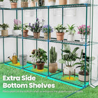 KING BIRD Premium Greenhouse for Outdoors, 84 x 56 x 77 Upgraded PE Cover & Steel Frame Walk in Hot House, w/ Zippered Screen Windows Mesh Door, 3 Tiers 20 Shelves for Outside Garden, White