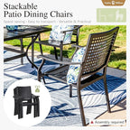 Sophia & William 7 Piece Metal Outdoor Patio Dining Bistro Sets with Umbrella Hole, 60" x 37.8" Rectangle Patio Table and 6 Backyard Garden Outdoor Chairs