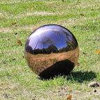 Stainless Steel Gazing Globe Mirror Ball, Decorative Gazing Balls for Garden, Reflective Smooth Garden Ball Sphere for Outdoor Yard Decoration (Purple, Dia: 10 inch)