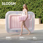 SLOOSH Inflatable Tanning Pool Lounger Float, 70" x 46" Pool Floats Adult with Pillow, 4 in 1 Suntan Tub Raft Floatie,Sunbathing Bed Lounge for Water Blow Up Kids Ball Pit Party Gifts, L-Cyan Pink