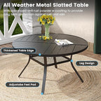 DIFY 7 Pieces Outdoor Patio Dining Set, 6 Dark Grey Textilene Swivel Dining Chairs and 47.2" Black Round Metal Dining Table, Outdoor Table and Chairs