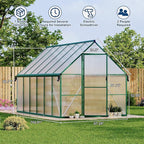 8X12 ft Polycarbonate Greenhouse with Aluminum Frame, Polycarbonate Greenhouse for Outdoors, Greenhouses with Ventilation and Rain Gutter, Aluminum Large Walk-in Greenhouses for Outside