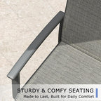 Outdoor Patio Swivel Dining Chairs Set of 6, All-Weather Swivel Rocker Chairs with Textilene High Back and Black Rust-Proof Metal Frame, Perfect for Patio, Lawn, Garden, or Backyard, Grey