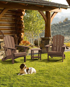 SERWALL Folding Adirondack Chair Set of 2, Reclining Adirondack Chair with 3 Recline Positions, All Weather HDPE Outdoor Adirondack, Brown