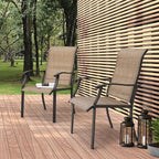 UU Garden Patio Dining Chairs Set of 2, Outdoor Chairs with Armrest, Indoor/Outdoor Chairs Backyard Deck Garden Chair, Restaurant Kitchen Dining Textilene Chair,Brown