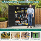 Vertical Outdoor Storage Shed with Floor, 56.8 Cu.Ft Resin Tool Cabinet with Lockable Doors, Waterproof Garden Storage Shed for Patio, Backyard & Garage Organization (Dark Gray)