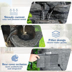 TITIMO 10-Tier Cascading Rock Water Fountain Outdoor Garden Waterfall with Lights,Fountain Indoor Decor for Garden, Patio, Backyard, Deck, Porch and Home Art Decor