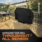 BlueStars 55 inch Grill Cover – Heavy‑Duty Waterproof 600D BBQ Cover for Outdoor Gas Grills, Compatible with Genesis, Weber, Char‑Broil & Nexgrill Models, UV & Rip‑Resistant, Black