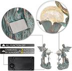TERESA'S COLLECTIONS Garden Fairy Large Bronze Garden Sculptures & Statues Resin with Solar Outdoor Light, Valentines Decorations Lawn Ornaments for Outdoor Decor, Gifts for Women Mom, 10.6"