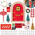 Haooryx Christmas Miniature Fairy Door - 22Pcs Christmas Winter Magic Wooden Miniature Fairy Doors Accessories Elf Magic Door Wall Fairies Magical Door Decoration Xmas Party Outdoor Decor (Wood Edge)
