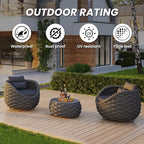 Front Porch Accent Chair: Aluminum Woven Rope Armchair Assembled - Cushioned Patio Single Chair w/Arms Modern - All Weather Balcony Furniture for 400lbs Outdoor Yard Deck Pool Hotel, Dark Gray