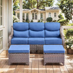 HUMMUH Wicker Patio Furniture Set 6 Inch Thick Cushion Outdoor Swivel Rocker Patio Chairs with Deep Seat Sofa 5PCS Outdoor Furniture Set for Porch Garden Deck