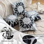 Qahing Pack of 4 Outdoor Waterproof Pillow Covers 18x18 Decorative Outdoor Throw Pillows Garden Square Cushion Cases for Patio Furniture, Couch, Tent Sunbrella, Bench, Black Grey