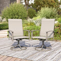 Patio Swivel Chairs Set of 2, Outdoor Swivel Chairs with Armrest, High Back Patio Chair with Metal Frame, All-Weather Outdoor Dining Chair for Deck, Porch and Lawn, Ivory Beige