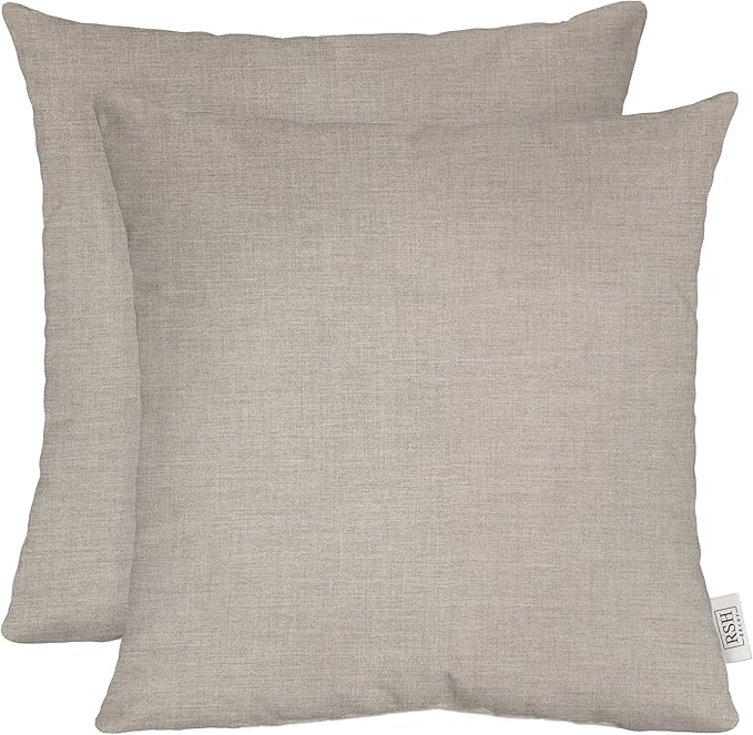 RSH DECOR: Sunbrella Square Throw Pillows Set of 4 | 17" x 17" | Water and Fade-Resistant Performance Fabric | Outdoor Pillow Covers with Down-Alternative Inserts | Made in USA (Cast Silver)