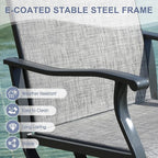 VICLLAX 5 Pieces Outdoor Dining Set, Patio Furniture Set of 4 Patio Swivel Dining Chairs and 40.6" Patio Spliced Round Tabletop with Storage Shelf, Grey Chairs & Antique Grey Tabletop
