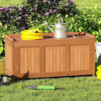 RELAX4LIFE Wood Deck Box, 58 Gallon Backyard Storage Bin Container for Patio Furniture Cushions, Pillows, Garden Tools, Pool Accessories, Wooden Porch Bench, Indoor Outdoor Storage Box (58 Gal)