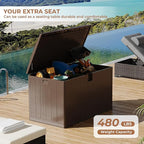 130 gal Brown Resin Deck Box, Outdoor Storage Box Waterproof Lockable, Patio Deck Box For Package Delivery, Outside Storage Box Container for Furniture Cushions, Garden Tools, Pool Accessories