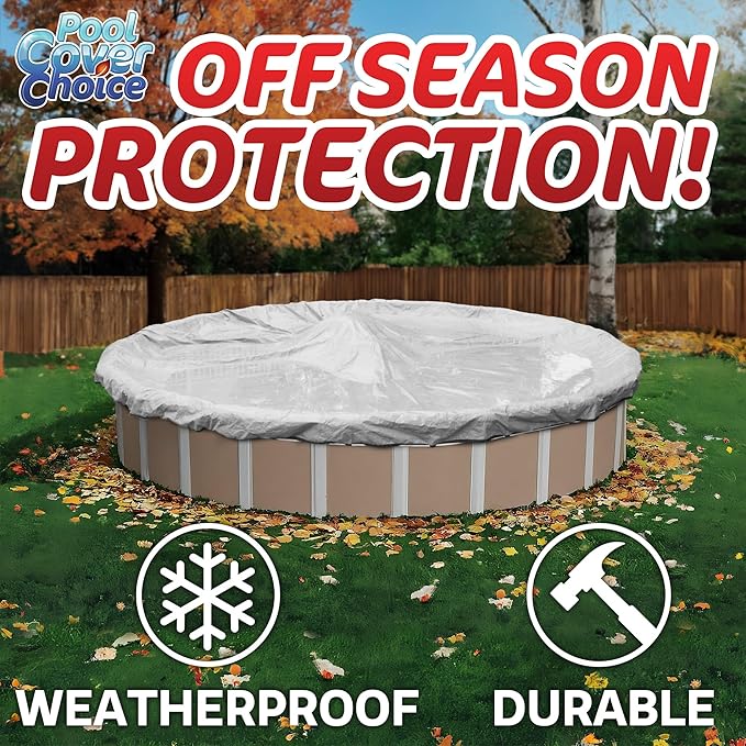 Winter Swimming Pool Cover for 33 ft Aboveground Round Pool Size, Durable Choice Series, Solid Material, Color - Marine Teal, Pool Cover Choice 3933-4CHOICE