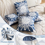 Qahing Pack of 4 Outdoor Waterproof Pillow Covers 20x20 Decorative Outdoor Throw Pillows Garden Square Cases for Patio Furniture, Couch, Tent Sunbrella, Bench, Blue Grey