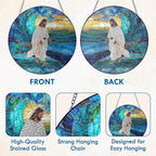 FLAGWIX Christmas Christian Gifts for Women Faith - Stained Glass Window Hanging 10 in - Catholic Religious Gifts for Women, Christian Sun Catchers Indoor for Home Garden Decor, Christmas Decorations