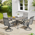 VICLLAX 5 Pieces Outdoor Dining Set, Patio Furniture Set of 4 Patio Swivel Dining Chairs and Square Patio Table with Storage Shelf for Backyard Lawn Garden, Grey Chairs & Antique Grey Tabletop