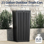 23 Gallon Outdoor Trash Can Waterproof Resin Garbage Can with Lid Outside Trash Bin for Porch Backyard, Deck, Patio, Kitchen Trash Can