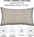 Honeycomb Outdoor Lumbar Pillow 2-Pack, 22 x 12, Solarvie Taupe Throw Pillows for Patio Furniture