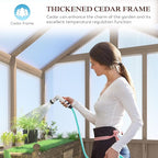 8x14 FT Outdoor Greenhouse Kit, Wooden Greenhouses for Outdoors Walk-in Green House with 6MM Thick Polycarbonate Panel & Adjustable Roof Vents, Backyard Garden, Light Mocha Brown