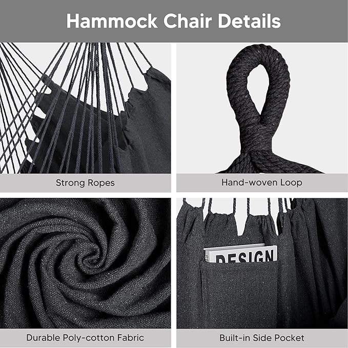 SUNCREAT 2-in-1 Convertible Portable Double Hammock with Stand Included, Outdoor Hammock and Stand, Patent Pending, Natural Tassel
