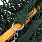 Original Pawleys Island Deluxe Green DuraCord Rope Hammock – 13 ft. x 65 in, 2-Person, 450 lb Capacity, Oak Spreader Bar, Zinc-Plated Hardware, Handcrafted in The USA