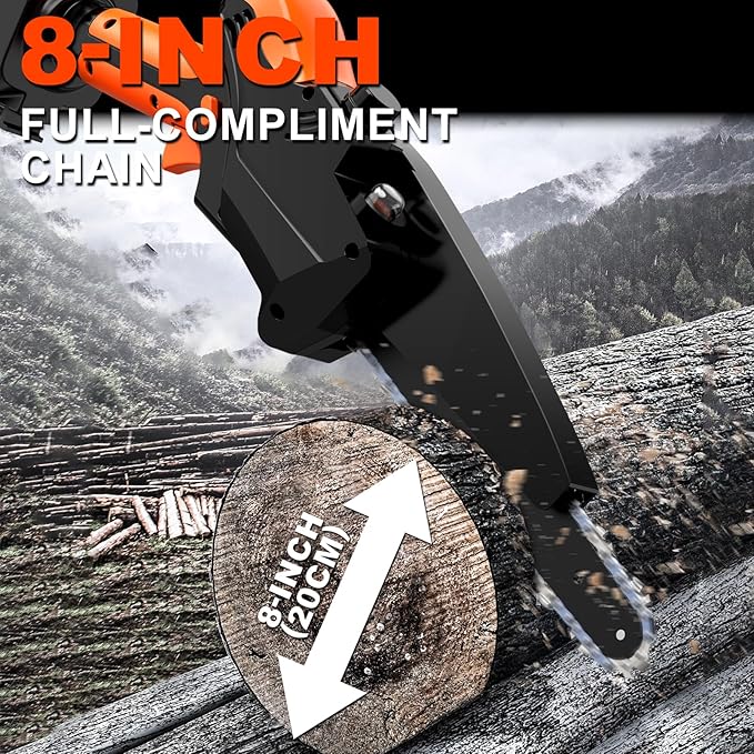 2-IN-1 Cordless Pole Saw & 8" Mini Chainsaw Battery Powered, Electric Pole Saws for Tree Trimming with 2 x 21V Batteries, Handheld Chainsaw & Pole Saw Combination