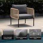 Idzo Oscar Wicker Outdoor Lounge Chair Set of 2, Sturdy Metal Frame, Weather-Resistant Rope Weave, Plush Olefin Cushions, Modern Patio Chairs for Backyard, Balcony, or Poolside