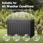 Outdoor Storage Box, 50 Gallon Deck Box Waterproof, Resin Patio Storage Bin for Package Delivery, Patio Furniture Cushion, Garden Tools, Pool Accessories, Weatherproof, Black