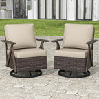 Outdoor Wicker Swivel Chairs Set of 2, Patio Furniture Set with 360 Degree Wicker Swivel Rocking Chairs with Metal Frame and Deep Seating