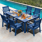 YEFU Patio Dining Chairs Set of 6: All Weather Outdoor Dining Chairs with Wide Curved Seat and Backrest - Outdoor Furniture Plastic for Outside Backyard/Garden/Porch/Deck 350lbs Capacity Blue