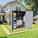 Greesum 5X3FT Plastic Outdoor Storage Shed with Floor, Resin Storaged Sheds with Lockable Door, All-Weather Tool Sheds for Garden, Backyard, Patio, Dark Gray (4.7×2.5FT)