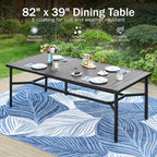 PHI VILLA 9 Piece Patio Dining Set, Patio Furniture Outdoor Dining Set with Adjustable Portable Patio Folding Chairs (Grey) & Large Patio Dining Table for Yard, Garden and Deck