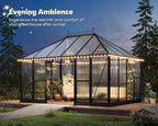 14×9.7×10 FT Outdoor Polycarbonate Greenhouse with 6 ft Double Swing Door & 2 Vents, Heavy Duty Green House with Aluminum Frame for Outside Patio Backyard Garden