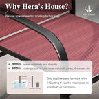 HERA'S HOUSE Patio Dining Chairs Set of 8, 36" Textilene Fabric Outdoor Chair with Wrought Iron Metal Frame Support 350lbs for Lawn Garden Backyard Kitchen, Red