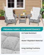 SERWALL HDPE Outdoor Rocking Chair Cushion Set of 4, Memory Foam Cushion Gray