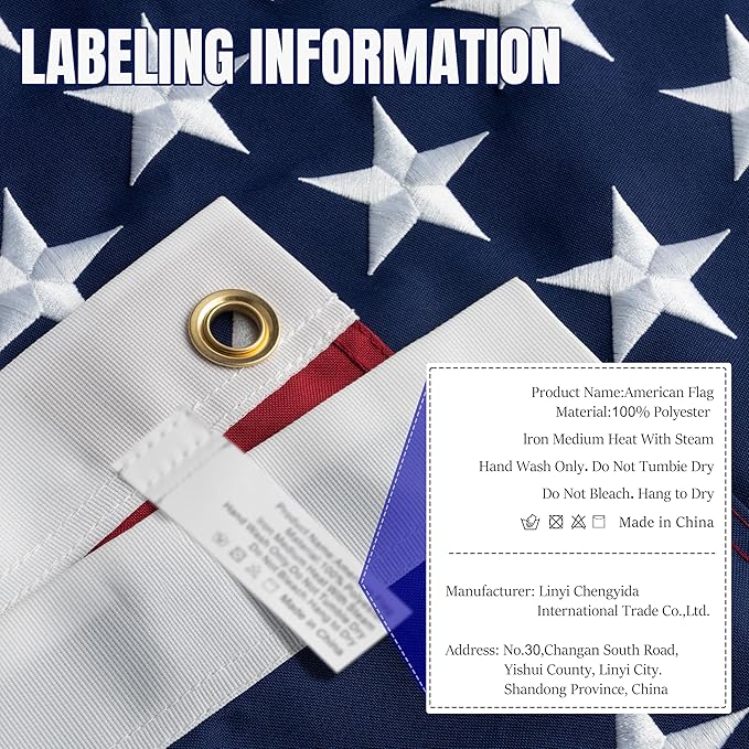 American Flag for Outside 6x10 Ft - TearProof Series Outdoor US Flags - Long Lasting, Fade Resistant - Thick Spun Polyester USA Banner - High Wind - Embroidered Stars, Sewn Stripes, Brass Grommets