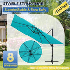 Sunnyglade 10x10Ft Cantilever Patio Umbrella Square 360° Rotation & Integrated Tilting System Offset Umbrella with 8 Sturdy Ribs, Fade-resistant & Waterproof for Garden Backyard Poolside Deck