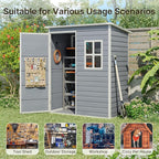 Gizoon 5x3 FT Outdoor Storage Shed with Lockable Door, Resin Weatherproof Plastic Garden Shed with Floor & Ventilation, Backyard Shed for Patio, Lawn Tools, Bike, and Toys