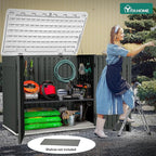 YITAHOME Large Outdoor Horizontal Storage Shed, 47 cu ft Resin Tool Shed w/o Shelf, Waterproof Outdoor Storage with Floor for Trash Cans, Garden Tools, Lawn Mower, Lockable, 4.5x2.8x3.9 ft, Dark Gray