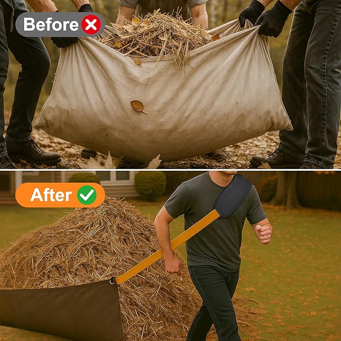 Heavy Duty Leaf Tarp Strap, 10.2 ft Yard Tarp Pulling Tool, Reusable Waste Tarps Shoulder Strap for Efficient Outdoor Leaf Debris Cleaning and Moving