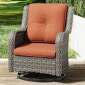 Joyside Outdoor Swivel Rocker Patio Chair - Outdoor Wicker Glider Rocking Chair with Olefin Fabric Cushions Suitable for Porch Deck and Backyard(Mixed Grey/Orange)
